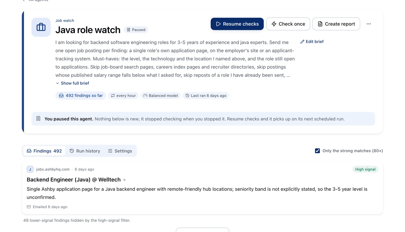 Parlel watch-agent findings for customer referrals