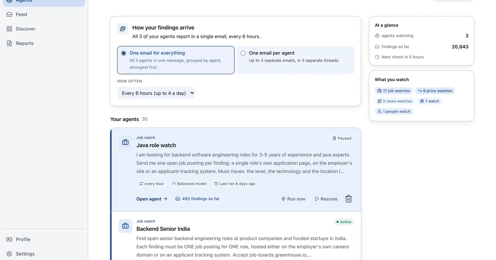 Parlel agent monitoring workspace for b2b contact database